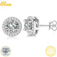 TUHE Real Moissanite Stud Earrings 925 Silver For Women Moissanite VVS1 D Color Diamond Cut Pass Diamond Tester Jewelry Gifts