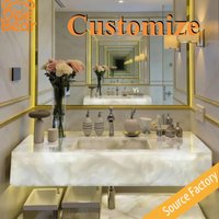 White Marble Vessel Sink Polished Solid Stone Countertop Wash Basin Elegant Rectangular Sink for Bathroom Vanity Decor