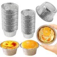 20Pcs Silver Aluminum Foil Cake Cups, Large and Small Sizes, Non-Stick, Fast Heating, Suitable for Cakes, Puddings, and Baking, Perfect for Holidays and Daily Use, a Must-Have for Baking