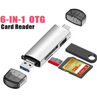6 In 1 Card Reader Multifunctional TF/SD Memory Card Adaper USB 3.0 Type C Micro USB Memory Card Reader For Phone Laptop Macbook