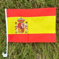 100% Polyester Spain Flags30x45cm Spanish car flag 12x18 inch plastic flagpole decoration flag