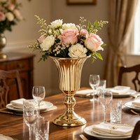 Metal Decorative Vase 10.8 Inch,Trumpet Shaped Design,Beautiful Centerpiece For Indoor Living Space And Celebration Events
