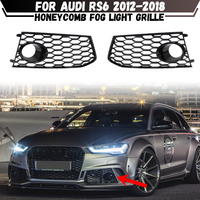 For Audi RS6 2012 2013 2014 2015 2016 2017 2018 Car Front Bumper Fog Light Racing Grille Honeycomb Mesh Fog Lamp Grill Covers