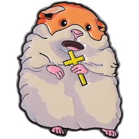 Screaming Hamster Rat Brooch Enamel Pins Cartoon Mouse With Cross Brooches Clothes Lapel Badges Animal Jewelry Gift for Friends