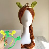 Halloween women Princess Fiona cosplay wig crown ears men Shrek role play green ears party fancy costumes