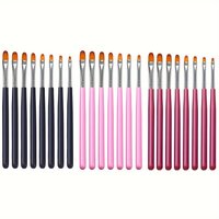 8Pcs Round Head Nail Art UV Gel Brush Set Plastic Handle Manicure Brushes for Beginner Nail Painting Tools