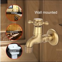 Faucet Vintage Faucet Wall Mounted Vintage Brass Faucet Single Cold Water Tape for Kitchen Sink Mop Pool