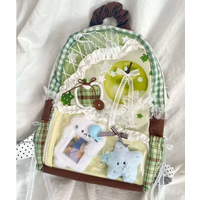 Green Apple Itabag Plaid Canvas Backpack Color Block Splicing Large Capacity School Bag for Teen Girls College Student Bookbag
