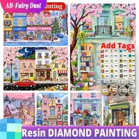 Resin Fairy Dust AB Cartoon Tale World Colorful Castle Town Scenery Diamond Painting DIY Mosaic Embroidery Art Home Decor New