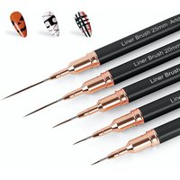 5-Piece Nail Art Liner Pen Set, Nail Tools for Long Lines and Fine Details, Suitable for UV Gel Painting, Brush Sizes 4/8/12/20/