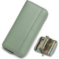 Long Zipper Wallet for Women Genuine Leather RFIDBlocking Large Capacity Credit Card Holder Wallets with Coin Pouch MoneyPockets