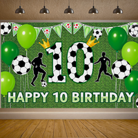 10th/7th/9th Birthday Banner with Soccer Ball Party Supplie Decors Backdrop for Birthday Party Decorations Photography Props