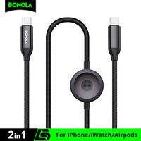 Bonola 2 in 1 for Apple Watch Ultra 11/10 Charging Cable Type C to C 60w Fast Charger Braided Cable for iPhone 17/16/15 Pro Max
