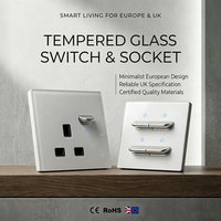 White Tempered Glass Light Switch EU UK Standard 16A Wall Socket Retro Mechanical Toggle Reset Switch 1-4 Gang Dual USB Socket
