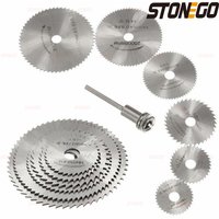 STONEGO 7PCS/Set 3.2mm/6.0mm Shank HSS Rotary Tools Circular Saw Blades Cutting Discs with Mandrel Cut off Mini Saw Blade