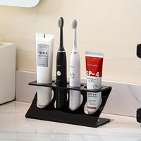 1Pcs Electric Toothbrush Holder, Black White 4 Slots Bathroom Organizer Stand for Toothpaste, Vanity Countertop Storage Rack