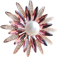 New Shiny Crystal Sunflower Brooches For Women Luxury Pearl Rhinestone Flower Brooch Pins Dress Suit Accessories Jewelry Gift
