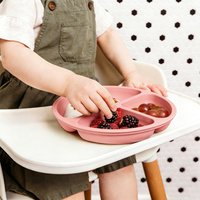 1 Pack Toddler Plate, Divided Suction Baby Plate, 100% Food Grade Silicone, Non-Slip Led Weaning, Microwave & Dishwasher Safe