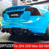 For 2014 15 16 17 18 Volvo S60 V60 Sedan 4 Door Bodykit Car Rear Bumper Diffuser Lip Splitter Apron Exterior Tuning Accessories