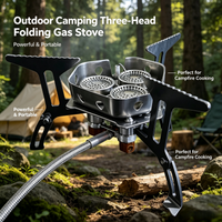 Portable 3-Burner Gas Stove, Foldable Like a Backpack for Easy Travel, Ideal for Outdoor Hiking Camping and Picnic Cooking