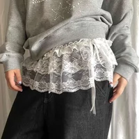 Frauen Y2K Koreanische Spitze Mini Layered Rock Streetwear Spitze Up Rüschen Harajuku Hohe Taille Gefaltete Damen Jupe Röcke Kleidung