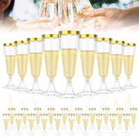 50Pcs Clear Champagne Flutes Reusable Wine Cup Party Plastic Wine Cup Easy to Clean Toasting Glass for Wedding Bar Party Camping