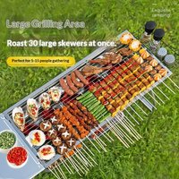 Portable Stainless Steel Charcoal Grill Smokeless Foldable Heavy Duty Outdoor BBQ Camping Backyard Home Bbq Grill Outdoor Bbq