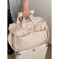 YT Large-Capacity Floral Quilted Travel Bag, Fits Over Trolley Case, Suitable for Short Trips and Business Trips, Foldable and L