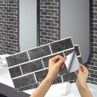 Retro Black Peel And Stick Tile Stickers, Removable Wall Stickers For Bathroom Kitchen Backsplash Vinyl Self-adhesive Stickers D