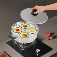 Steaming Pot With Lid,4 Cups Egg Steamer Pot,20cm Bottom Stainless Steel Egg Steamer,Multifunctional Cooking Pot,for Soup, Stew and Various Home Cooking