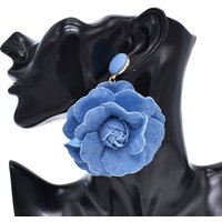 Flower Women Drop Earrings Elegant Denim Wedding Party Exaggerate Statement Earrings Charms Earrings Feminina