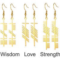 Dawapara Ancient Irish Ogham Earrings for Women Norse Tree Alphabet Pendant Strength Wisdom Symbol Stainless Steel Jewelry
