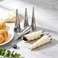 20PCS Pastry Mold Set, Stainless Steel Nonstick Spiral, Cannoli Cream Horns, For Waffle Cone Ice Cream Puff, Home Baking Tools