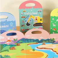 Portable Quiet Jelly Sticker Books 3D Reusable Stickers Books Animal Dinosaurs Ocean World Vehicle Educational Travel Stickers