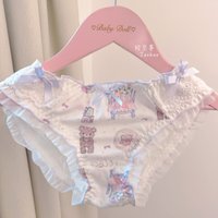Cute Japanese Style Teddy Bear Print Panties For Women Sweet Lace Ruffle Bowknot Cotton Briefs Lolita Style Girls' Underwear