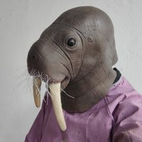Funny Walrus Mask Sea Lion Animal Full Head Latex Fancy Dress Costume Animal Mask Seal Sea Lions Head Mask Novelty Creepy Latex