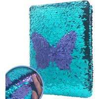 Sequin Secret Diary for Girls, 8.5x5.5 Inches 160 Lined Pages Different Design Reversible Sequin Kids Journal for Teenages