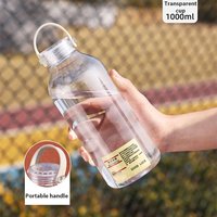 1Pcs New Students Simple Plastic Water Cup 400ML/1L Large Capacity Sports Cup Transparent with Text Portable Cup