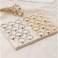 Luxury 12 Birthstone Rings Set for Women Gold Silver Plated Stainless Steel Stackable Crystal Finger Ring Waterproof Jewelry