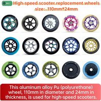 2PCS 110mm (4.33-inch) Aluminum Core Replacement Scooter Wheels Aluminum Alloy PU Material with Black Bearings for Speed Scooter