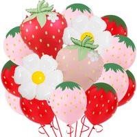 14 Pcs Strawberry Balloon Decoration Daisy Berry Latex Foil Balloon Fruit Theme Baby Shower Summer Party Birthday Decoration
