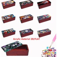 A diamond painting red rectangular desktop storage box set with a creative Halloween and Day of the Dead skull pattern design