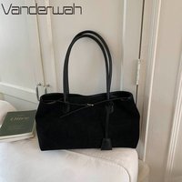 New Winter Solid Color Pu Leather Handbag Designer Shoulder Bags for Women Retro Top-Handle Bag Large Capacity Shopping Tote Sac