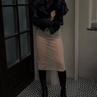 Polka Dot Mesh Midi Skirt Women Y2K High Waist Straight Long Skirts Vintage Elegant Streetwear Sexy See Through Skirts Jupe