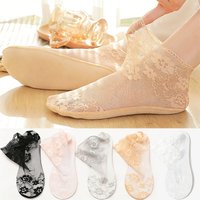 5 mixed color socks women spring summer transparent ultrathin mesh sexy breathable with cotton bottom socks that do not fall off