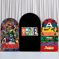 Superhero Arch Backdrop Cover Customized Boy Birthday Party Decoration Baby Christening Portrait Photography Studio Prop Backdro