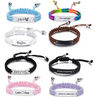 Engraved Personalized Rope ID Bracelet Braided Adjustable Friendship Couples Women Men Custom Name Initials Wristband