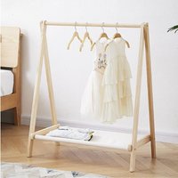 Solid Wood Floor Standing Clothes Hanger Simple Clothes Hanger Coat Drying Rack Stand Small in Kindergarten Performance Area