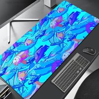 Blue Purple Ocean Fish School Gaming Mouse Pad Large Extended Desk Mat Marine Life Non-Slip Base