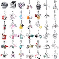 NEW Scissor comb kit Charms Beads 925 Silver Fit Original Bracelet Women Diy Jewelry Dangle Daily Necessities Hair Dryer